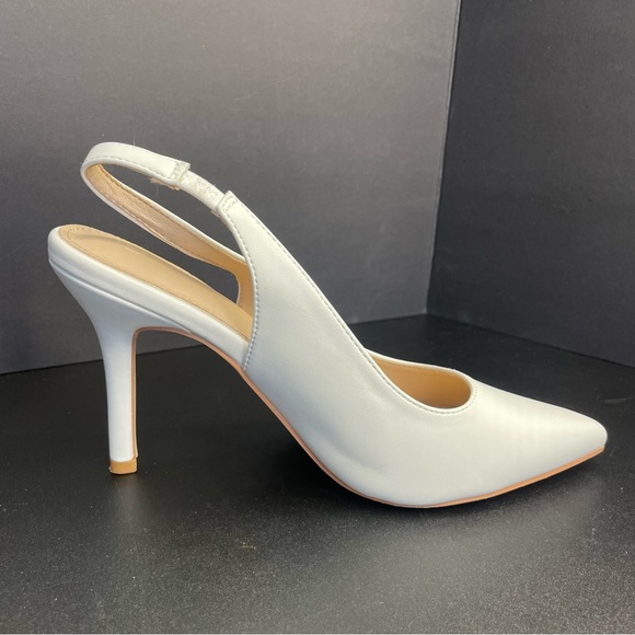Unbranded Shoes - White Pointed Toe Slingback Stiletto Heels Womens Size 7 Dress Pumps